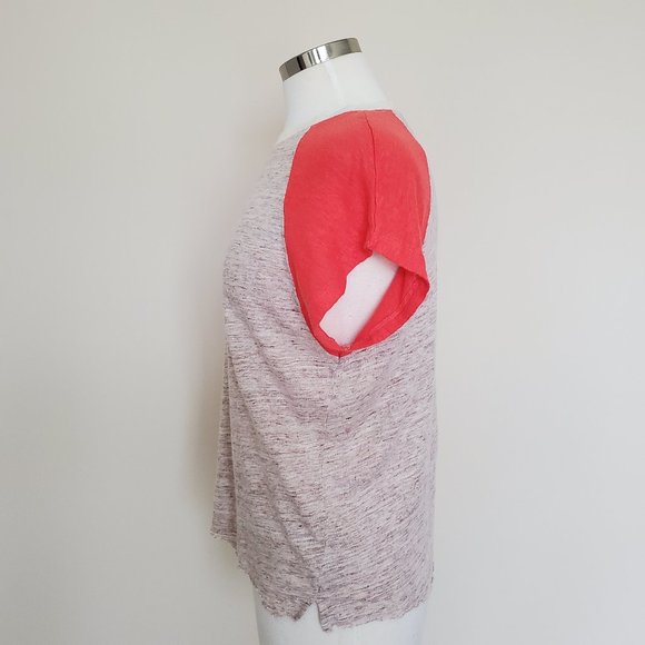 Madewell Size Medium Linen Top Raglan Short Sleeve - Picture 4 of 12